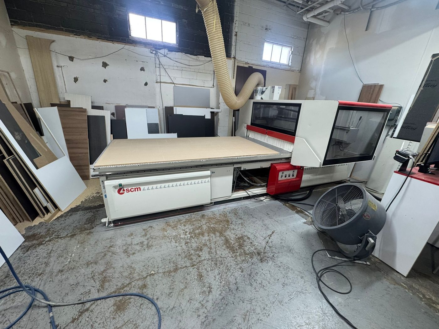 SCM CNC nesting router cutting sheet goods in the WorkspacePlus shop